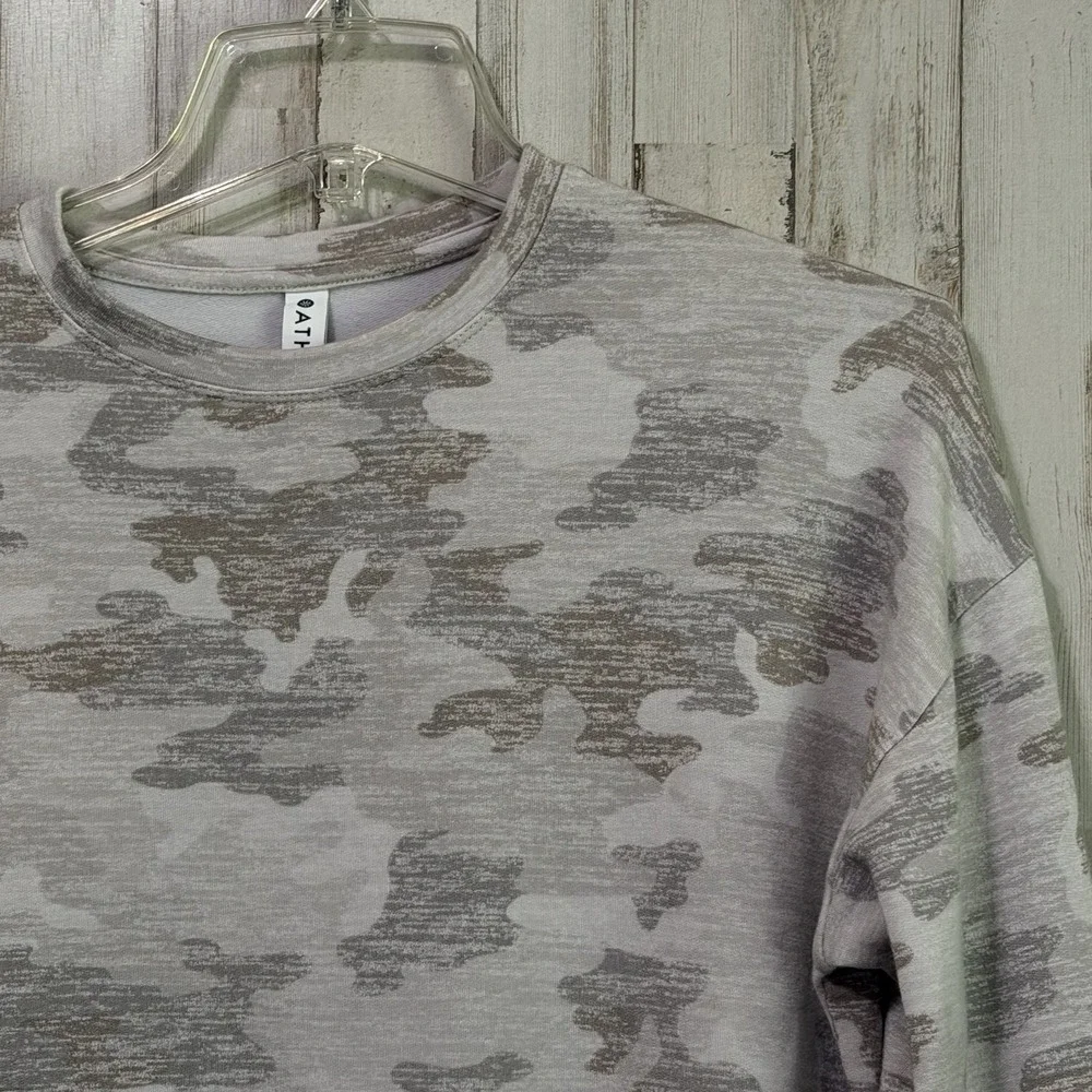 Athleta Pure Luxe Camo Printed Sweatshirt XXS Lounge Casual Pullover Crewneck